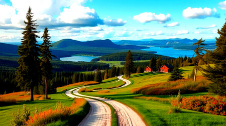 Panoramic view of Lake Tahoe from the road to the village.の写真素材