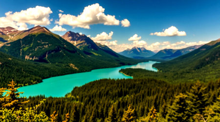 Panoramic view of Banff National Park, Alberta, Canadaの写真素材