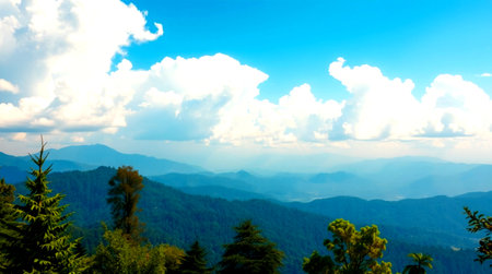 Blue sky and white cloud in the morning at Doi Inthanon National Park, Chiang Mai, Thailand