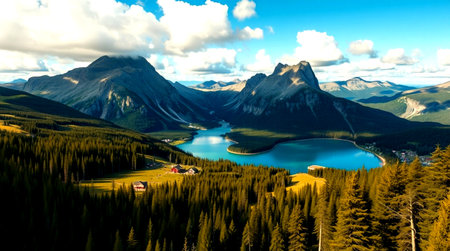 Panoramic view of Lake Louise, Banff National Park, Alberta, Canada