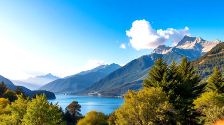 Panoramic view of Lake Wakatipu, Queenstown, New Zealand