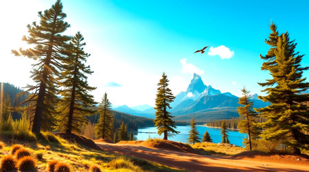 Fantastic panoramic view of the lake and mountains.