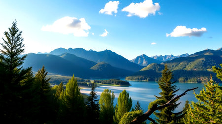 Mountains and lake in Banff National Park, Alberta, Canada