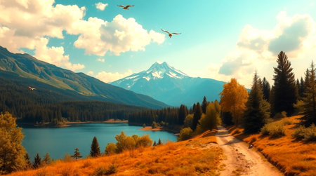 Panoramic view of Mount Rainier, Washington, USA.
