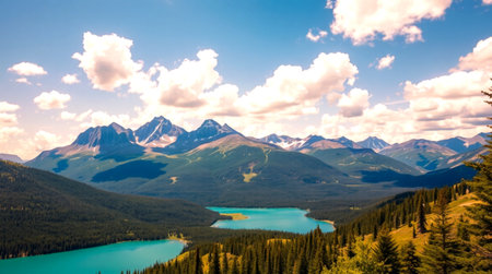 Mountains and lake in Banff National Park, Alberta, Canada