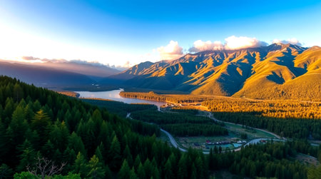Sunset in the mountains of the Altai Republic, Russia.