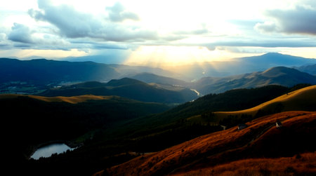 Beautiful sunset in the mountains, Carpathians, Ukraine.