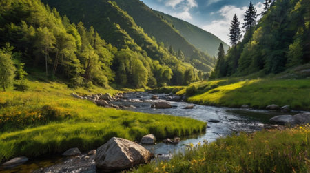 Mountain river in the highlands of the Altai Republic.