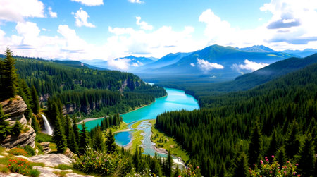 Mountain lake in the valley.の写真素材