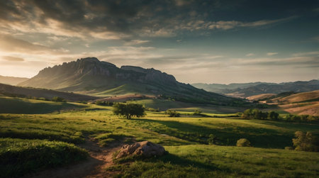 Sunset in the valley of Castelluccio di Norcia