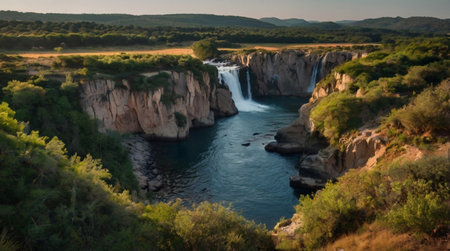 Panoramic view of Iguazu waterfalls in Argentinaの写真素材