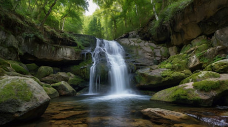 Waterfall in the forest. Beautiful waterfall in the forest. Waterfall in the forest.