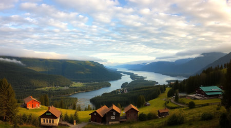 Panoramic view of Aurlandsfjord in Norway.