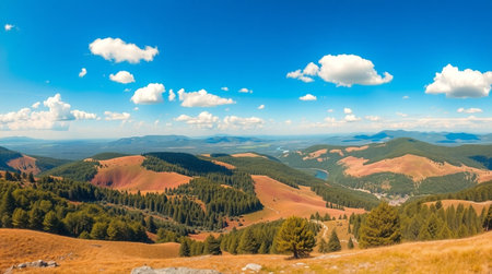 Panoramic view of the Carpathian mountains, Ukraine.の写真素材