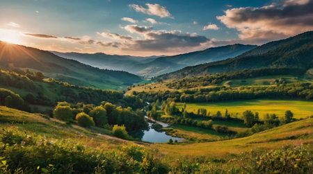 Beautiful summer landscape in the Carpathian Mountains, Ukraine.の写真素材