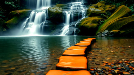 Beautiful waterfall in the forest.の写真素材