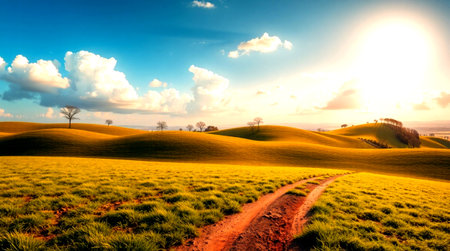 Beautiful sunset in Tuscany, Italy. Panoramic image