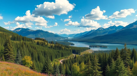 Panoramic view of Lake Louise, Banff National Park, Alberta, Canada