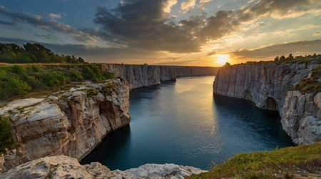 Sunset on the canyon of the River Dniester