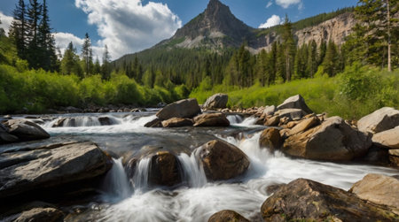 Mountain river in the Rocky Mountains of Colorado, United States.の写真素材