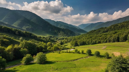 Beautiful summer landscape in the Carpathian Mountains. Ukraine.の写真素材