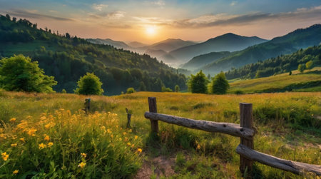 Beautiful summer landscape in the Carpathian Mountains, Ukraine.の写真素材