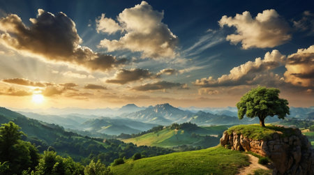 Sunset in the mountains. Beautiful summer landscape. Sunrise in the mountains.
