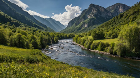 Mountain river in the highlands of the Altai Republic.