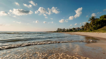 Panoramic view of the beach and the sea in Tel Aviv, Israel