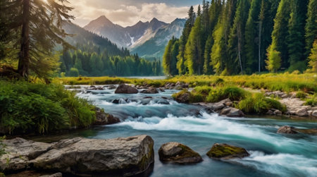 Mountain river in the highlands of the Altai Republic.