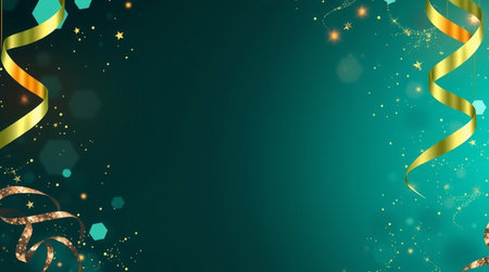 Holiday background with serpentine and confetti. Vector illustration.