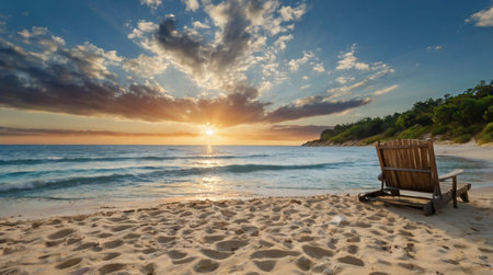 Sunset on the beach of the Caribbean island of Barbados.