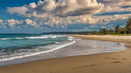 Tropical beach in Sri Lanka. Panoramic view.の写真素材