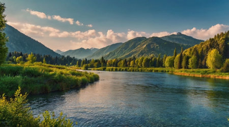 Beautiful view of the mountain river in the Altai mountains.