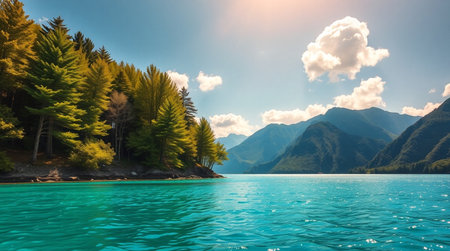 Beautiful landscape of Lake Wakatipu, Queenstown, New Zealandの写真素材