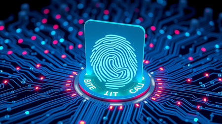 Fingerprint scan provides security access with biometrics identification. 3d illustration.の写真素材