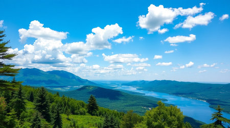 Lake Baikal, Siberia, Russia. View from the top of the mountain.の写真素材