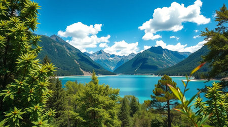 Panoramic view of Lake Wakatipu, Queenstown, New Zealandの写真素材