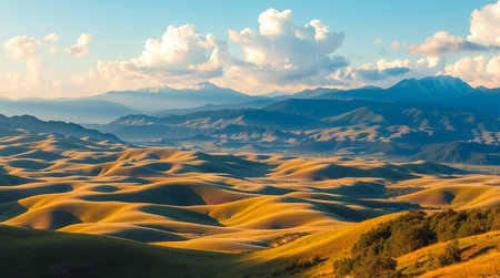 Mountain landscape with sand dunes at sunset.の写真素材