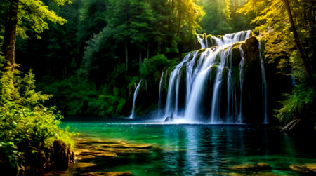 Beautiful waterfall in Plitvice Lakes National Park, Croatia.