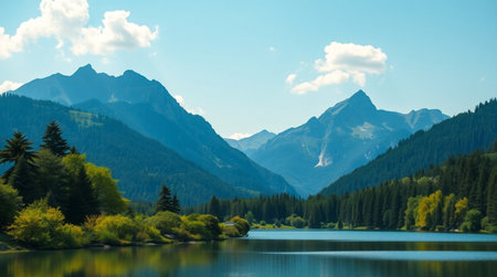 Beautiful alpine lake in the mountains. Lake in the mountains.の写真素材