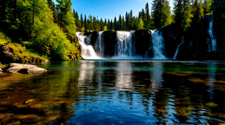 Waterfall in the forest. Waterfall in the forest. Waterfall in the forest.