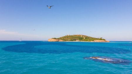Beautiful view of the island of Ibiza, Balearic Islandsの写真素材