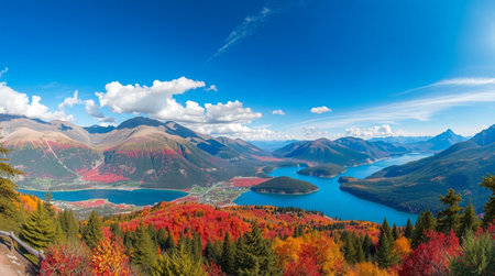 Lake Tekapo, New Zealand in the autumn season. Panoramic view.の写真素材
