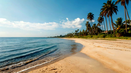 Tropical beach in Sri Lanka. Panoramic view.