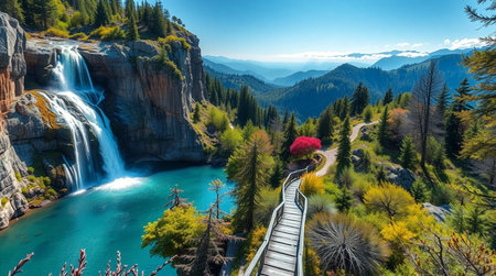 Fantastic panoramic view of the famous waterfall
