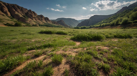 Panoramic view of the valley and mountains in the Crimea.の写真素材
