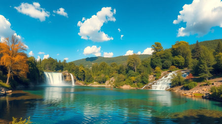 Waterfalls in the Plitvice Lakes National Park, Croatia.の写真素材