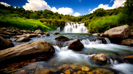 Waterfall in the national park Krka, Dalmatia, Croatiaの写真素材