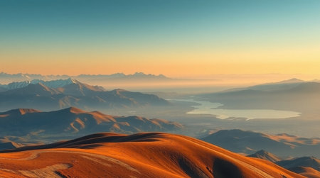 Beautiful sunset over the sand dunesの写真素材